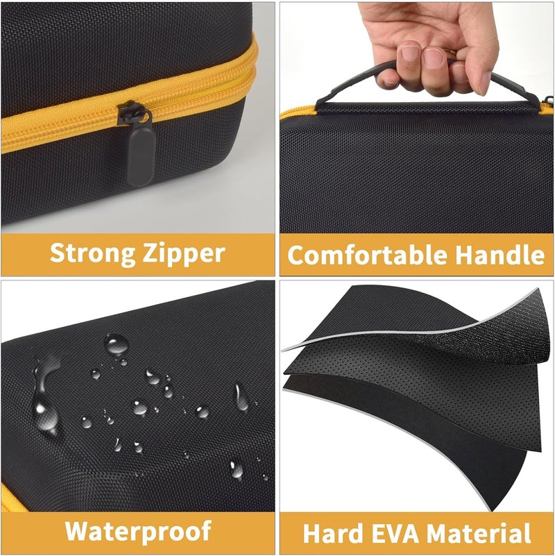 GWCASE Case Compatible with Brother for P-Touch PTH110BP/ PTH110/ Pro PT-H111/ PTE110 Portable Label Maker, Storage Holder Carrying Organizer for Label Tapes, AC Adapter, Charging Cables -Yellow Zipper - Image 3